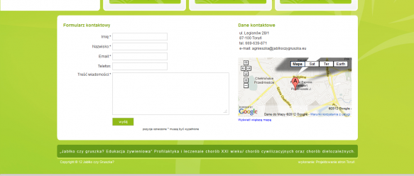Strona kontaktowa – dane kontaktowe, formularz kontaktowy, mapa Google.